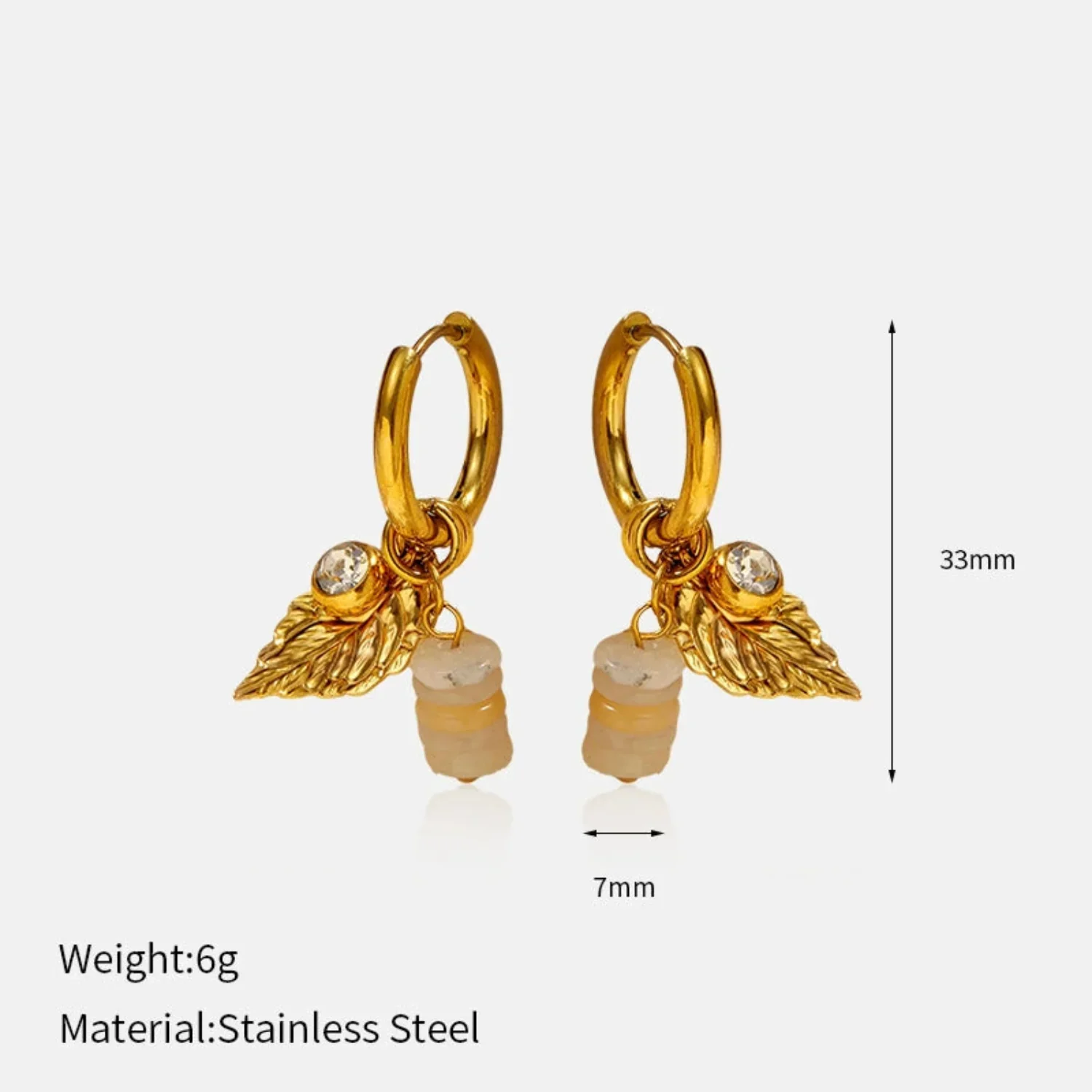 18K Gold Plated Gold Leaf And Citrine Charms - Image 2
