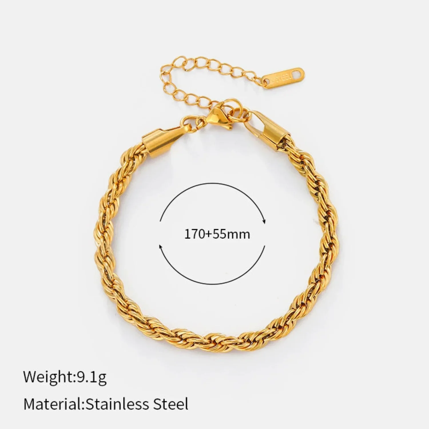 18K Gold Plated Twisted Rope Bracelet - Image 2