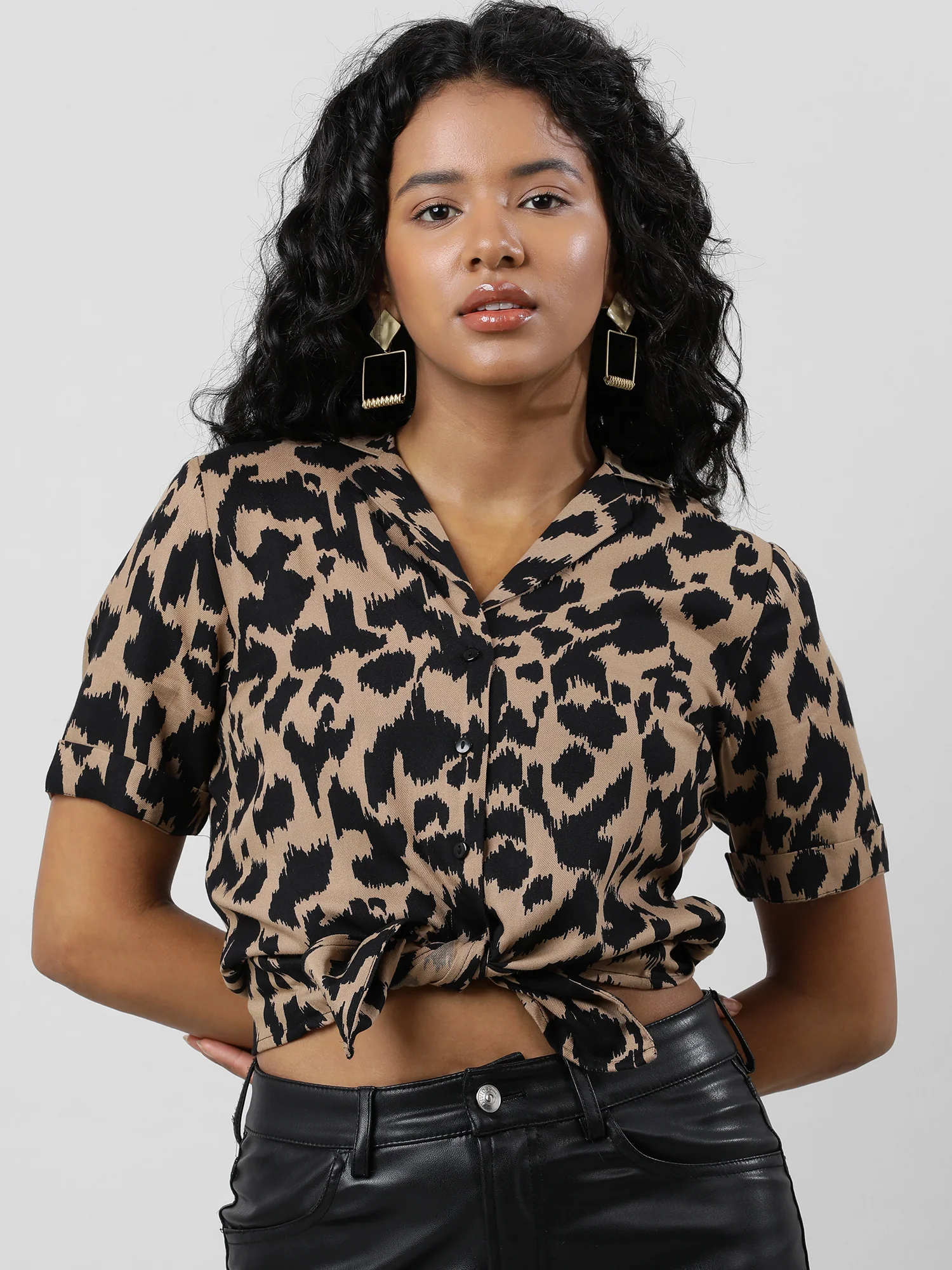 Women Abstract Animal Print Shirt - Image 2