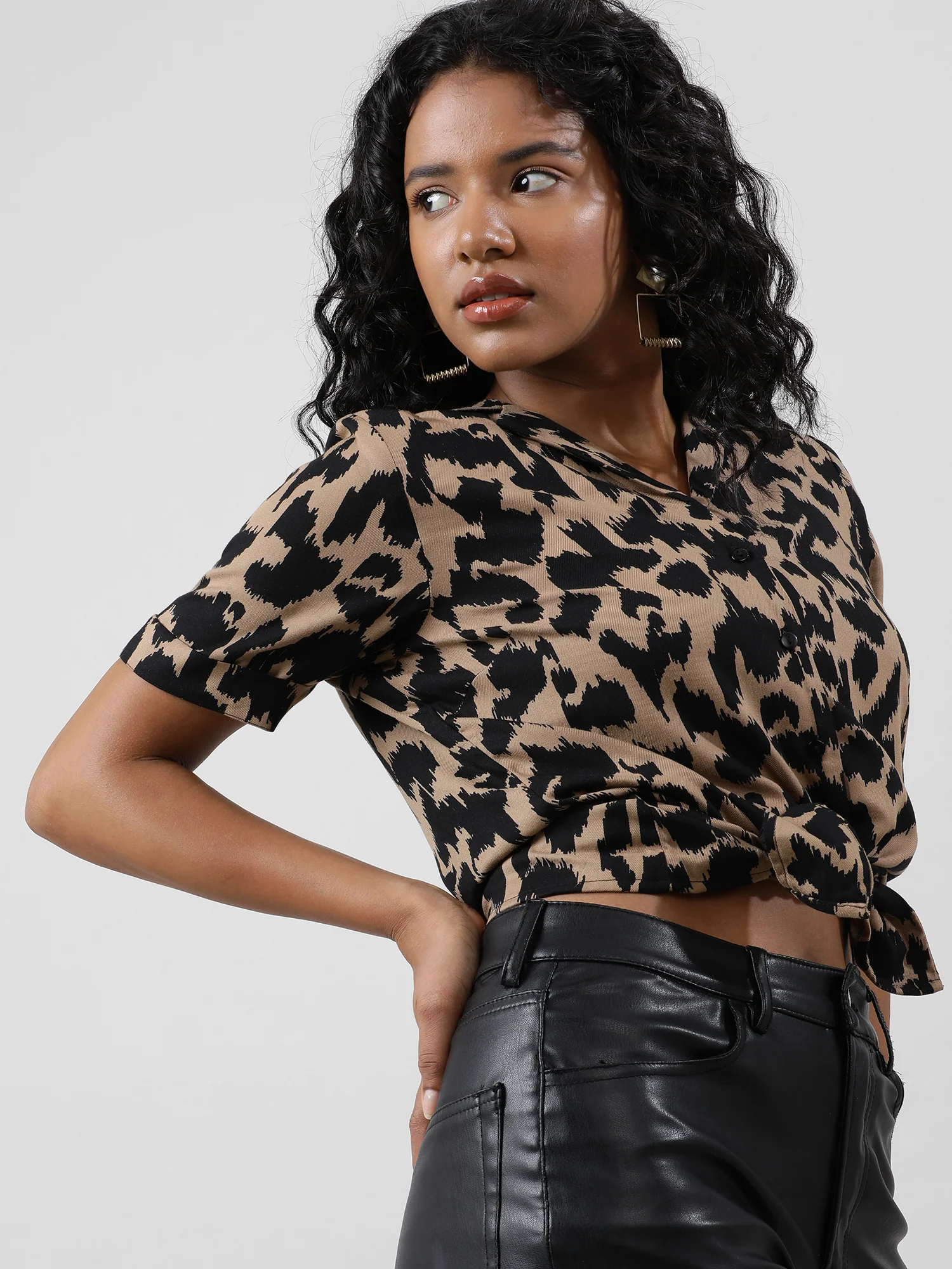 Women Abstract Animal Print Shirt - Image 3