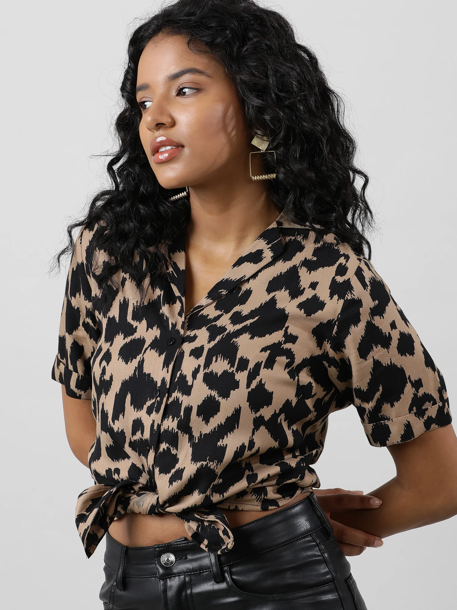 Women Abstract Animal Print Shirt - Image 4