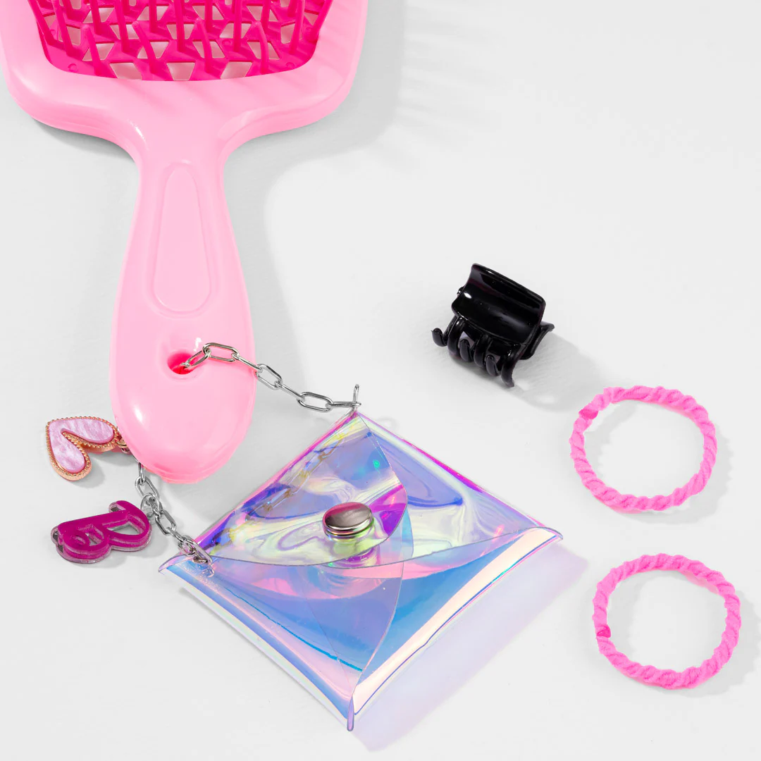 Pink Barbie Drama Detangle Hair Brush with Free Pouch - Image 3