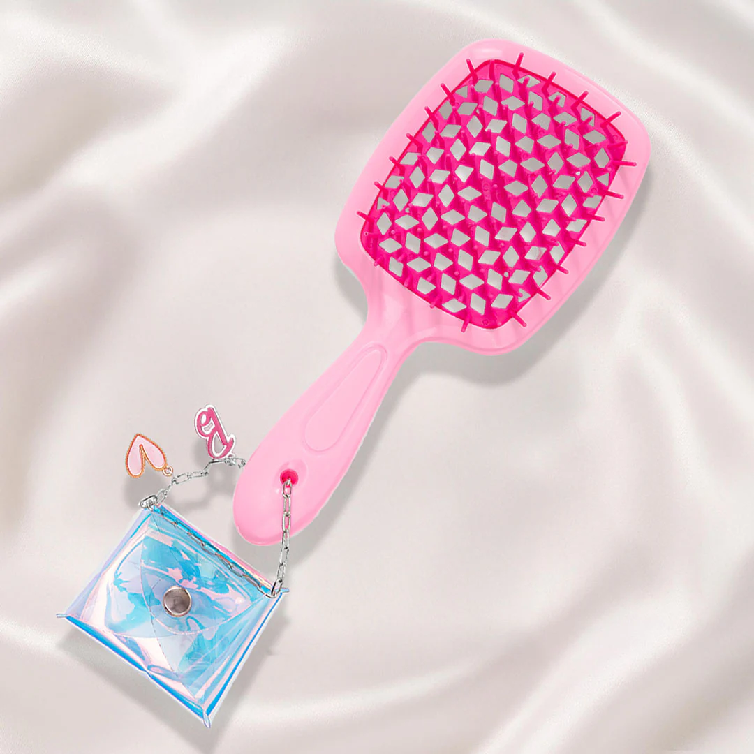 Pink Barbie Drama Detangle Hair Brush with Free Pouch - Image 7