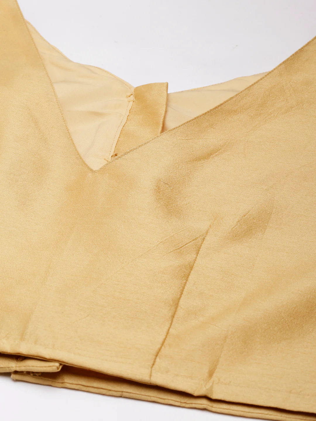 Beige Solid Sleeveless V-Neck Dupion Silk Knot Blouse - Image 7