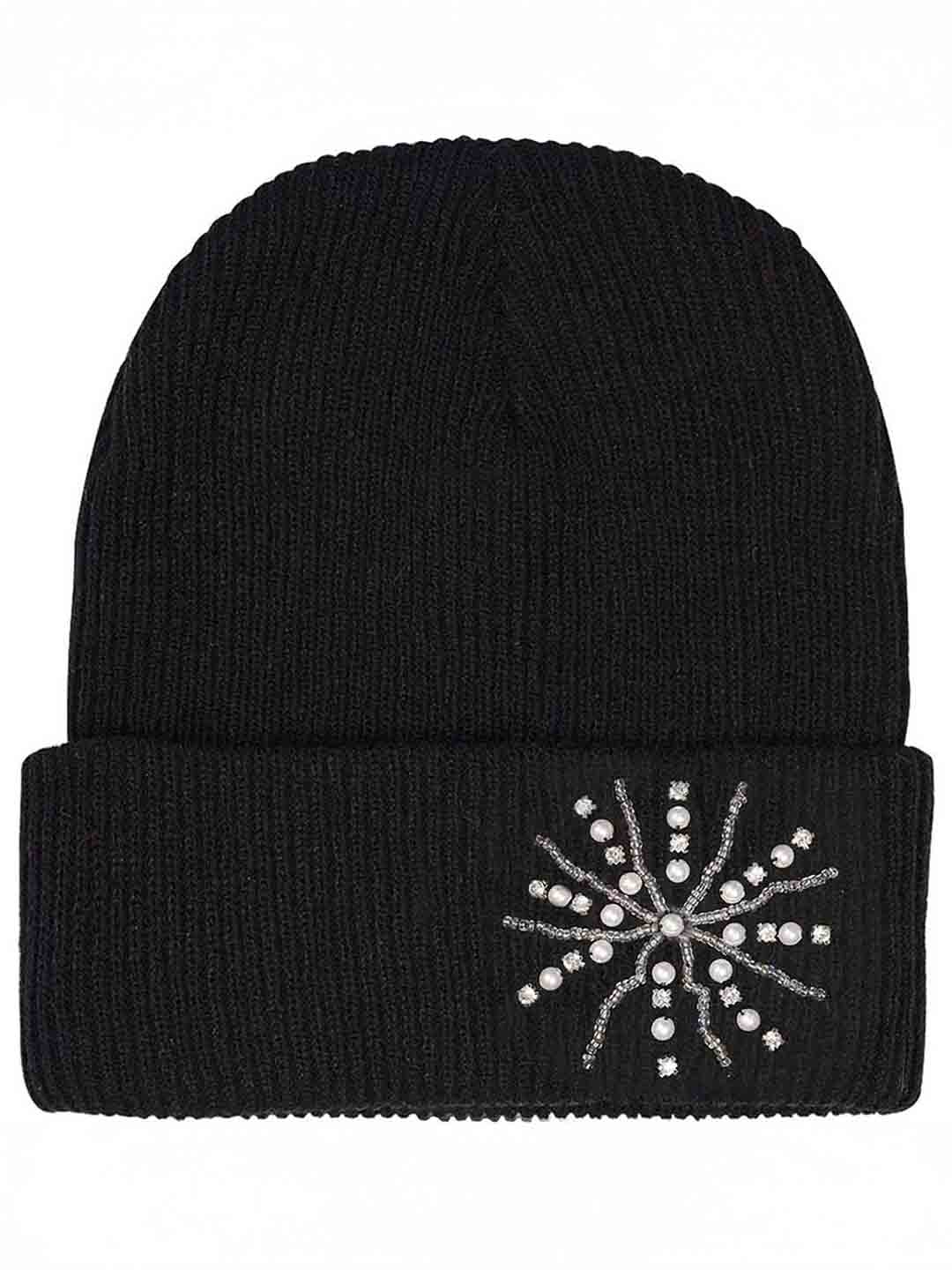 Black Beanie with Pearls & Crystals - Image 6