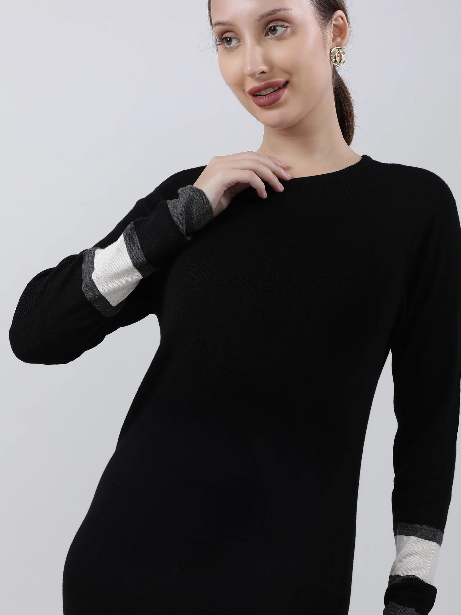 Women Black Bodycon Slim Fit Midi Dress - Image 5