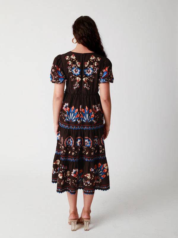 Women Black Garden Printed Wrap Dress - Image 2