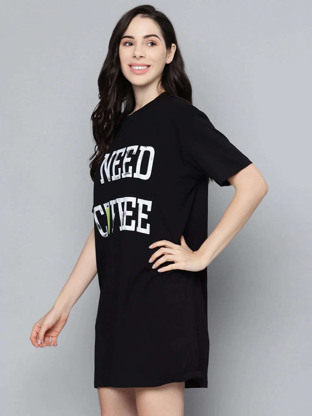 Women Black I-Need-Coffee Sleepshirt - Image 2