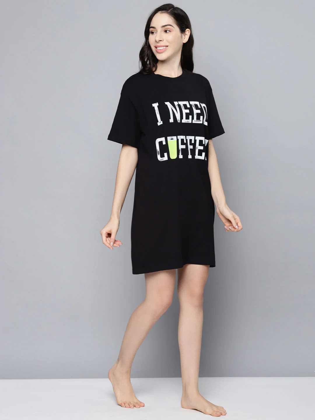 Women Black I-Need-Coffee Sleepshirt - Image 4