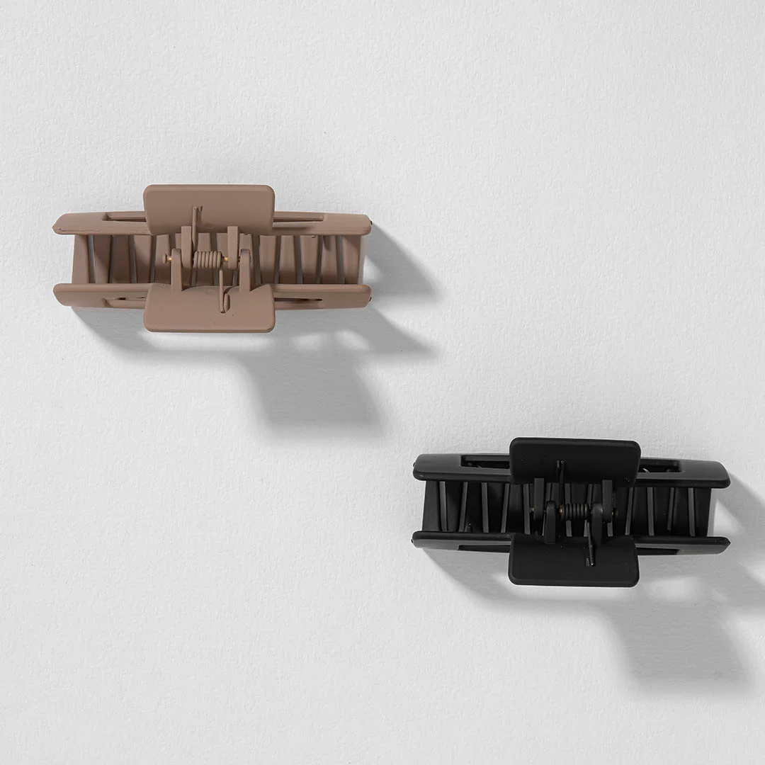Multi Matte Neutral Hair Claw Clips Set of 2 - Image 3