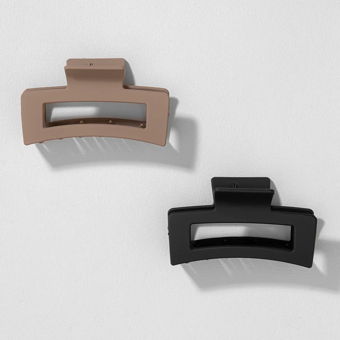 Multi Matte Neutral Hair Claw Clips Set of 2 - Image 5