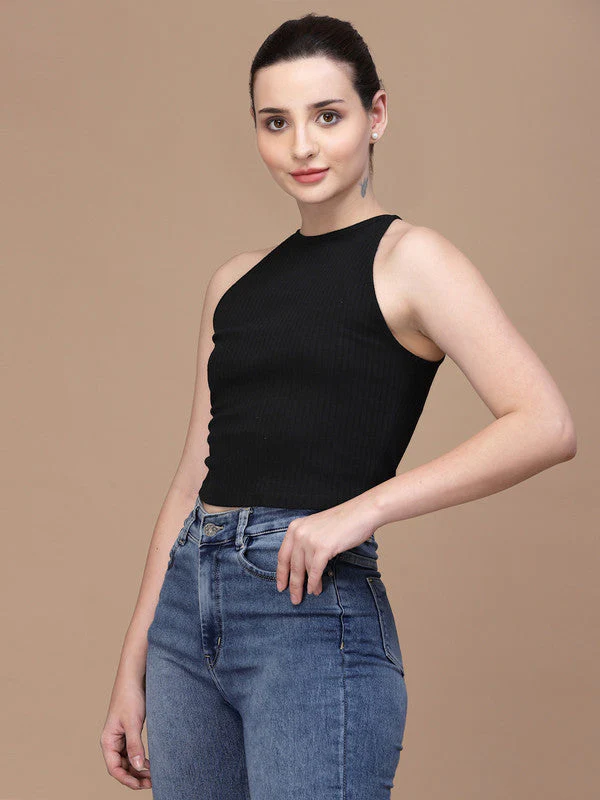High Neck Odour Free Styled Back Crop Top For Women - Image 2