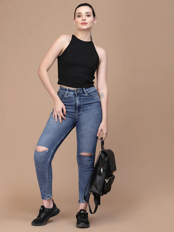 High Neck Odour Free Styled Back Crop Top For Women - Image 4