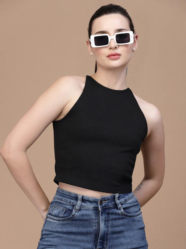 High Neck Odour Free Styled Back Crop Top For Women - Image 5