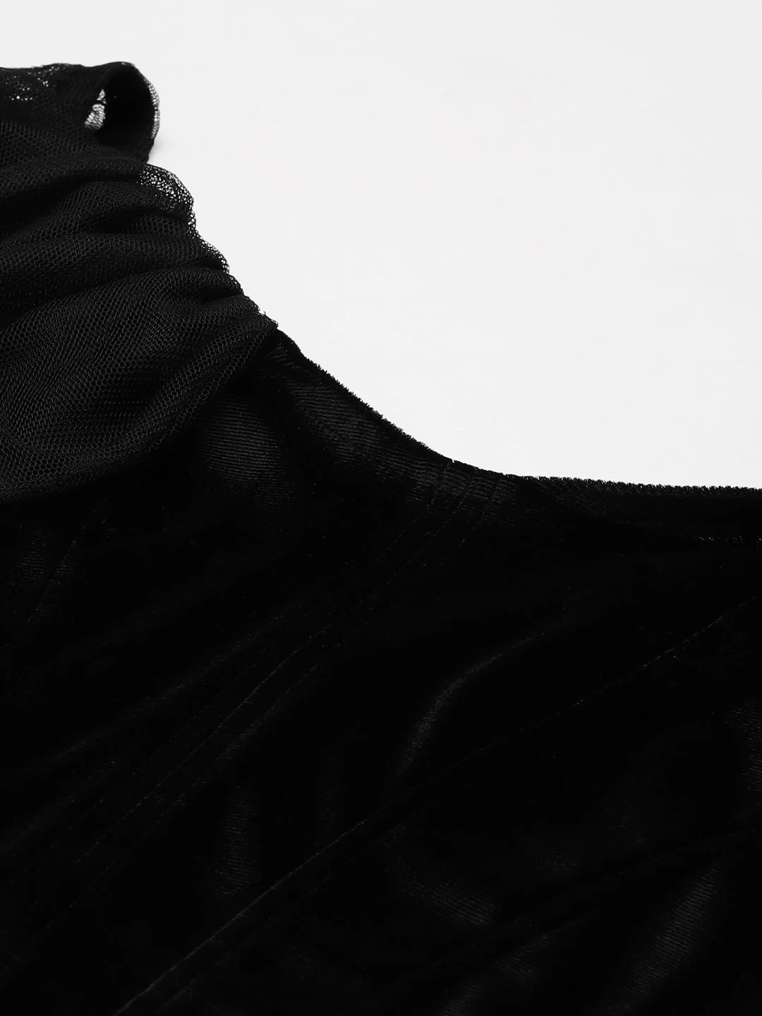 Women Black Velvet Bardot Blouse - Image 5