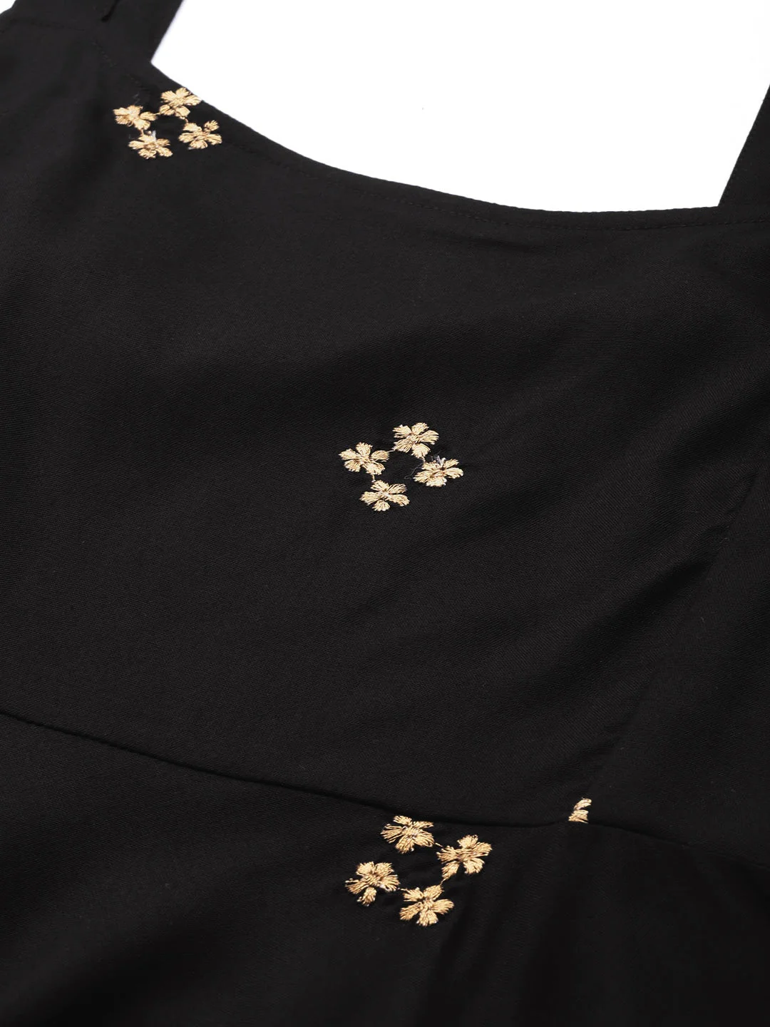 Black Zari Embroidered Liva Strappy Top - Image 5