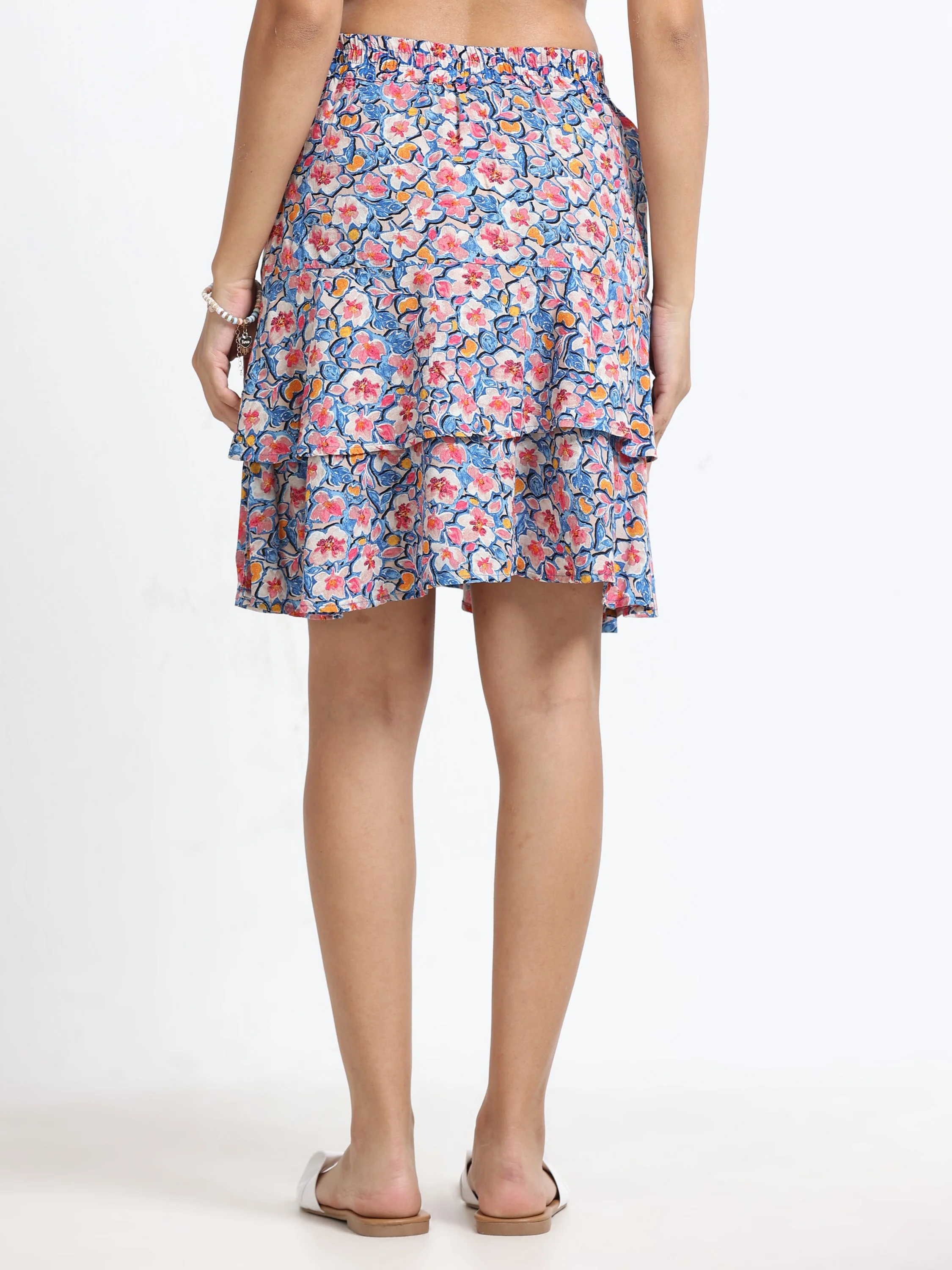 Women Layered Floral Print Skirt - Image 3