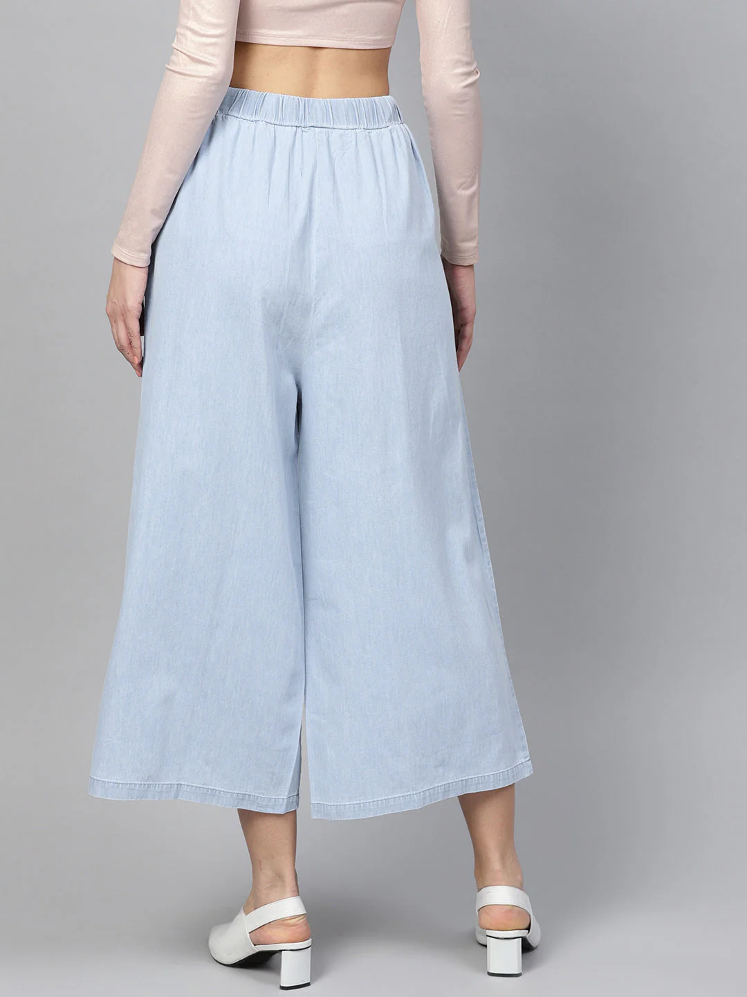 Women Blue Denim Neon Drawstring Pants - Image 3
