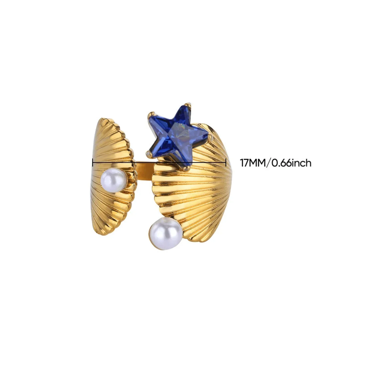 Blue Star Shell Wrap Ring - Image 2