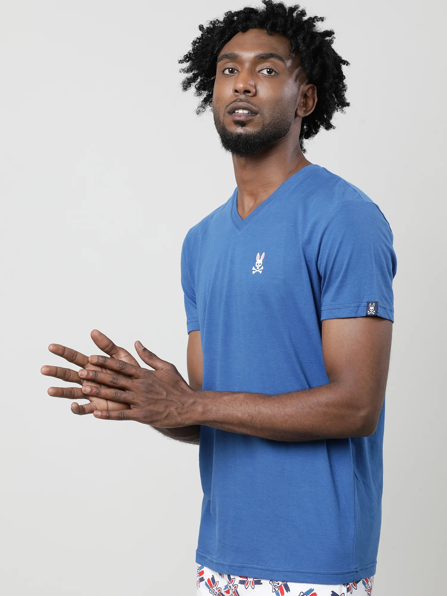 Men Blue Quick-Dry Relaxed Fit Cotton T-Shirt - Image 3