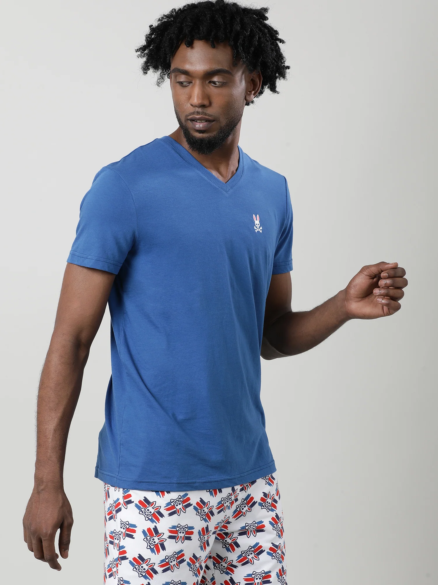 Men Blue Quick-Dry Relaxed Fit Cotton T-Shirt - Image 4