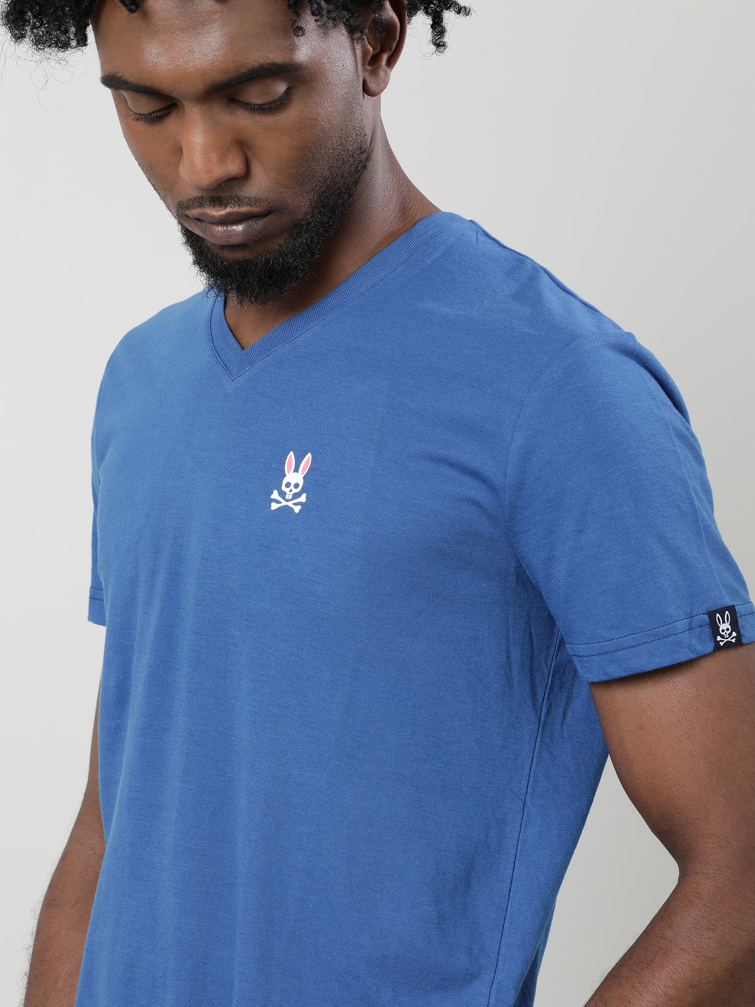 Men Blue Quick-Dry Relaxed Fit Cotton T-Shirt - Image 5
