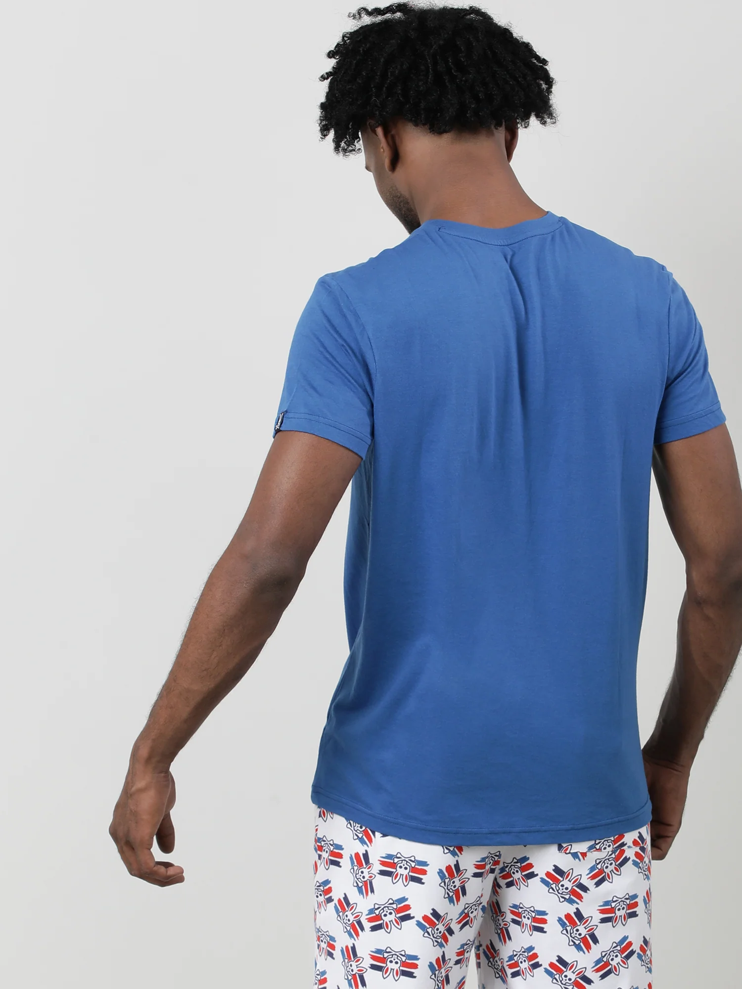 Men Blue Quick-Dry Relaxed Fit Cotton T-Shirt - Image 6