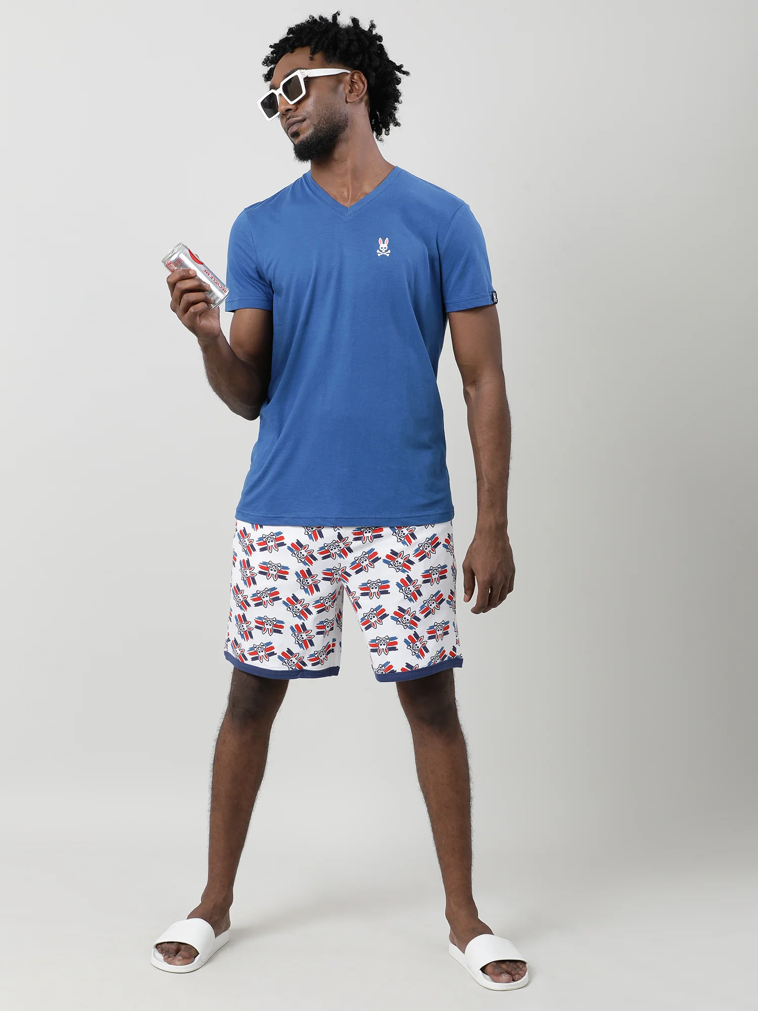 Men Blue Quick-Dry Relaxed Fit Cotton T-Shirt - Image 7