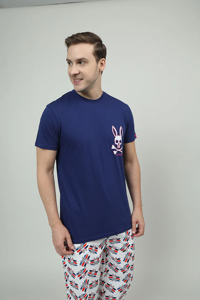 Men Blue Relaxed Fit Round Neck T-Shirt - Image 4
