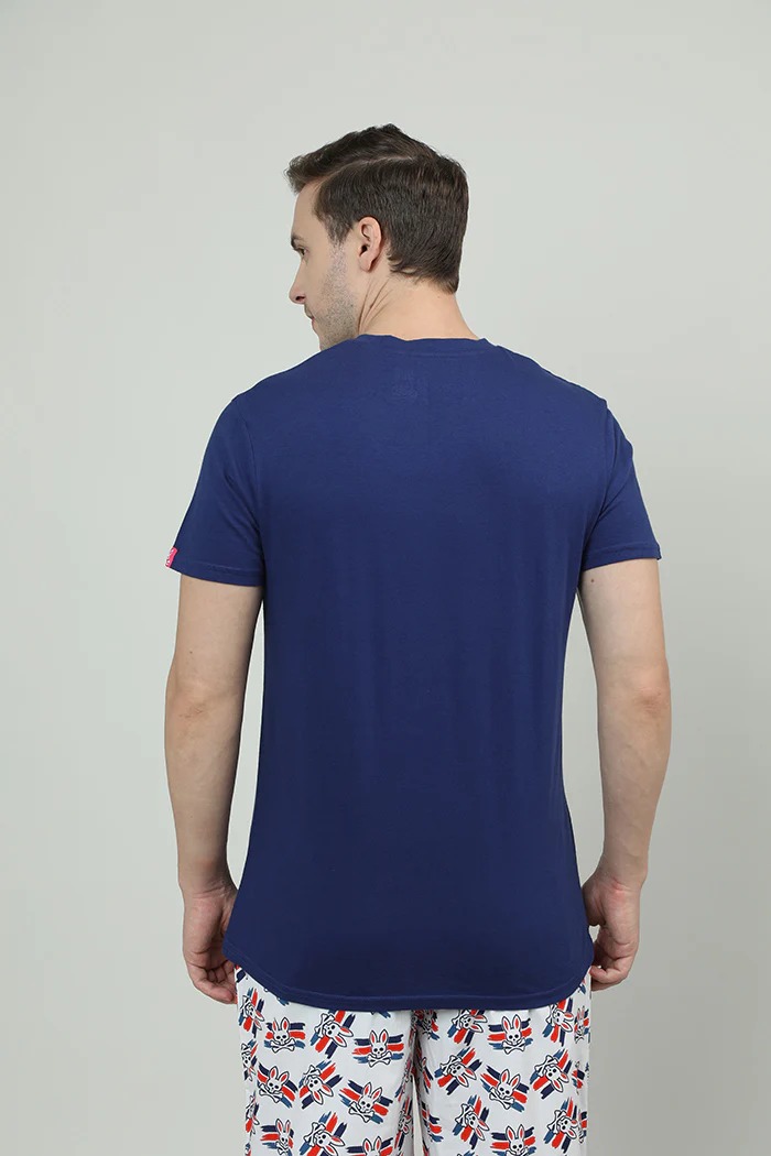 Men Blue Relaxed Fit Round Neck T-Shirt - Image 5