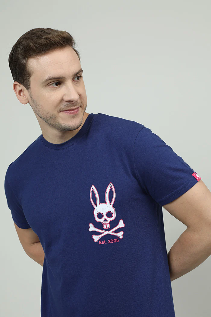 Men Blue Relaxed Fit Round Neck T-Shirt - Image 6