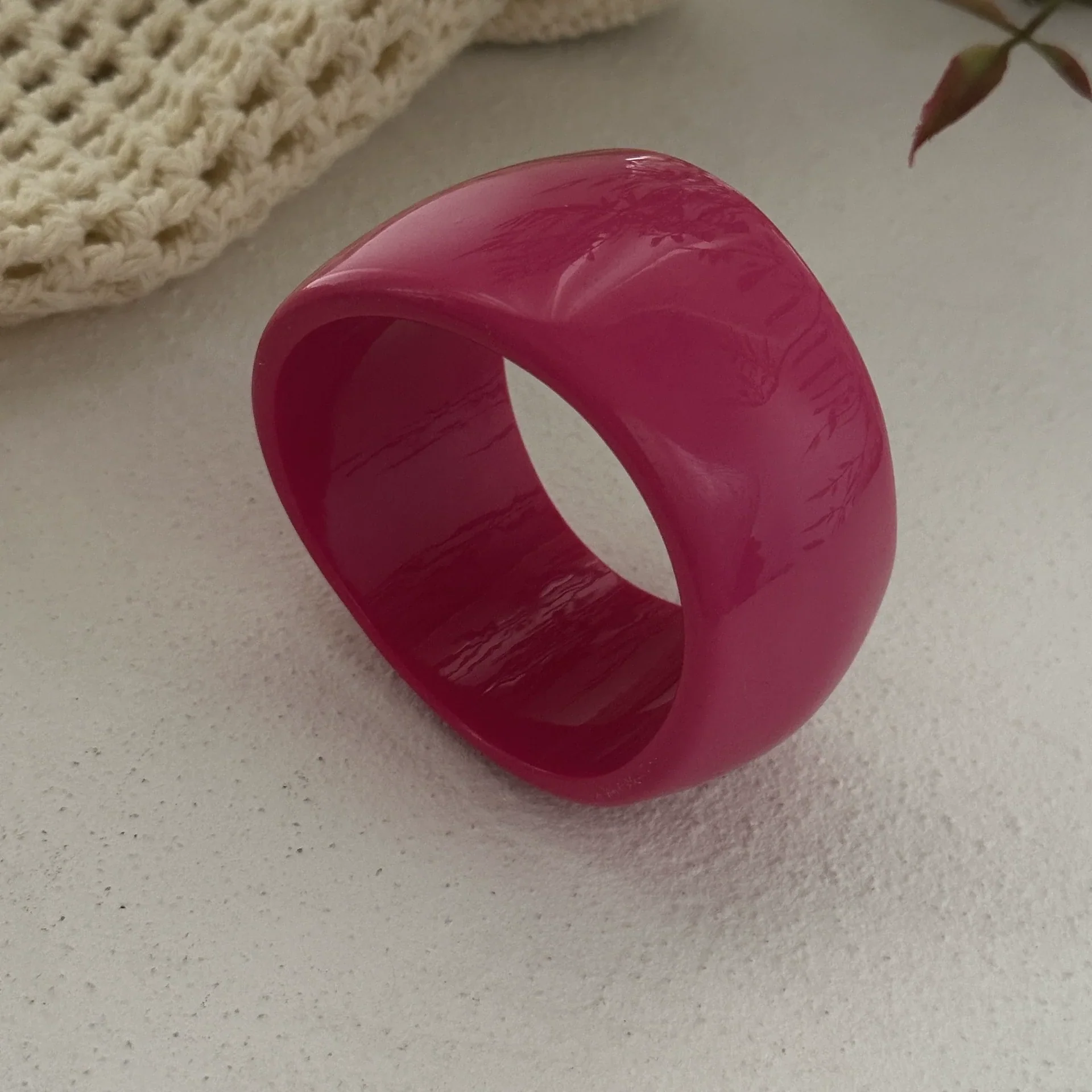 Bold Fuchsia Resin Bangle Wide Glossy Design
