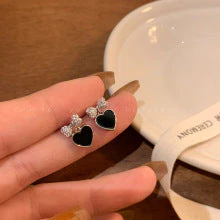 Bow Knot With Bloom Sparkle Heart Earring
