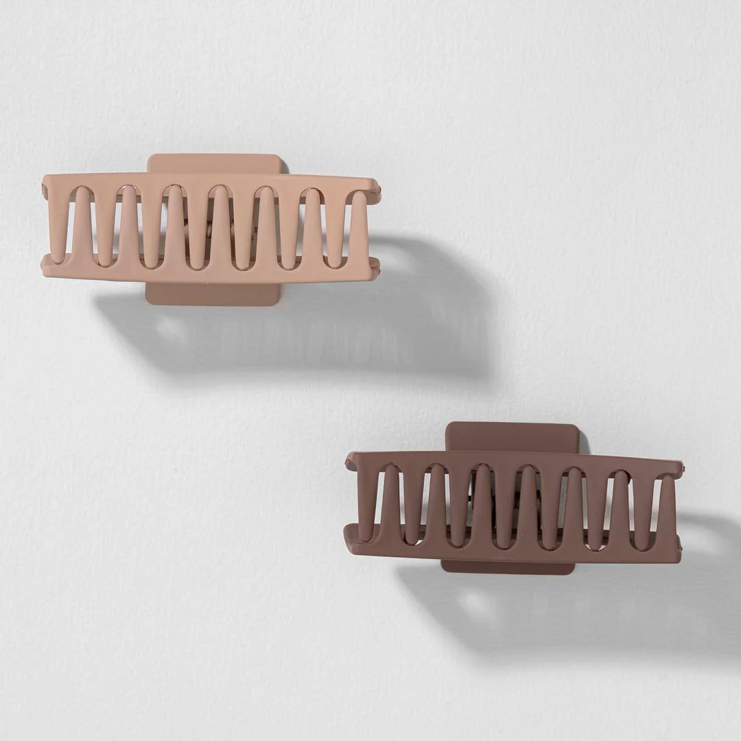 Multi Matte Neutral Hair Claw Clips Set of 2 - Image 3