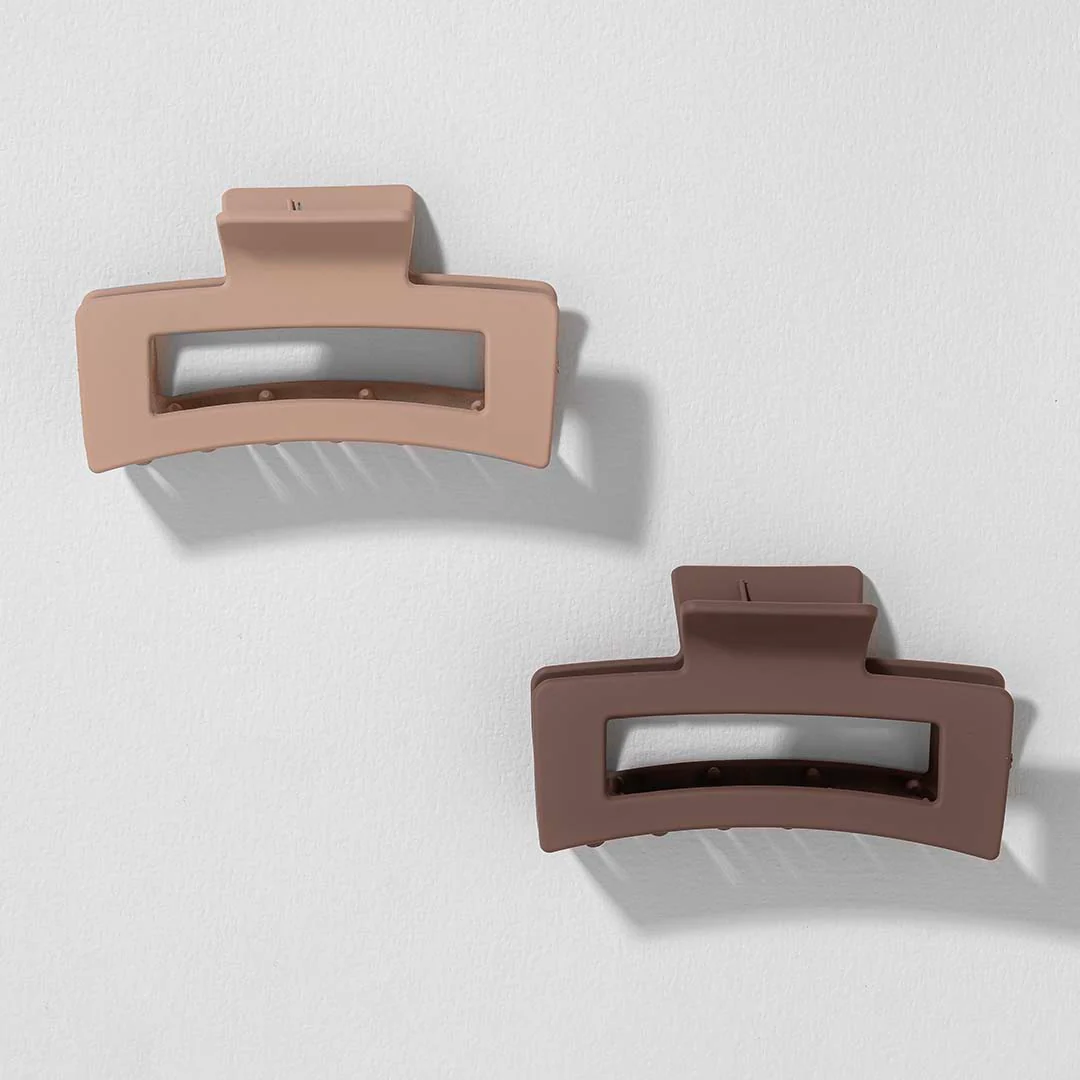 Multi Matte Neutral Hair Claw Clips Set of 2 - Image 5