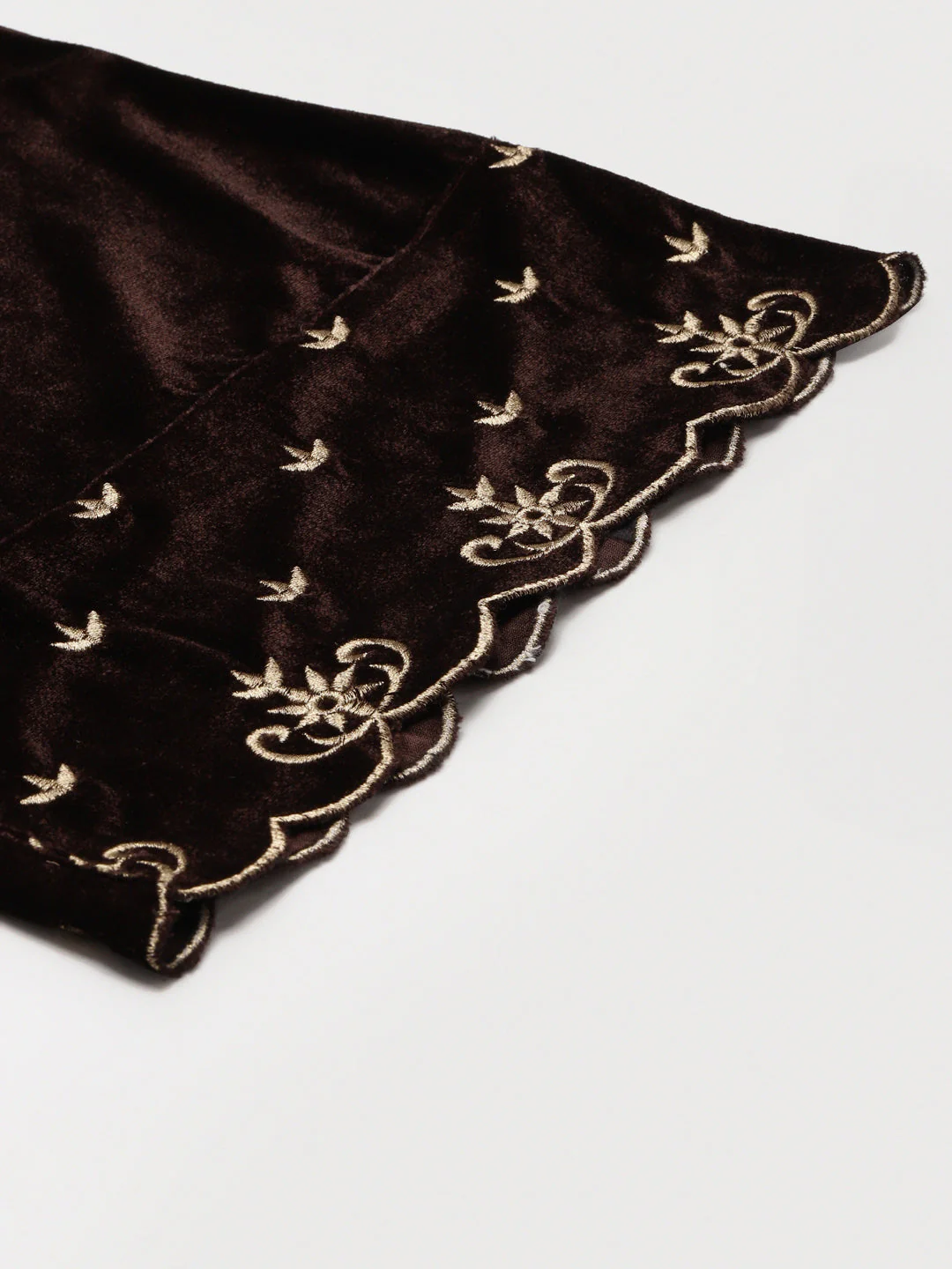 Brown Velvet Embroidered Flared Pants - Image 6