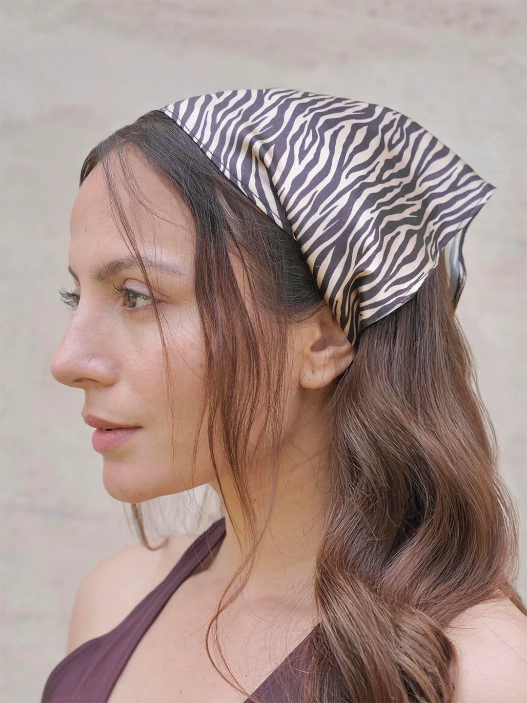 Brown Zebra Patterned Headscarf - Image 2