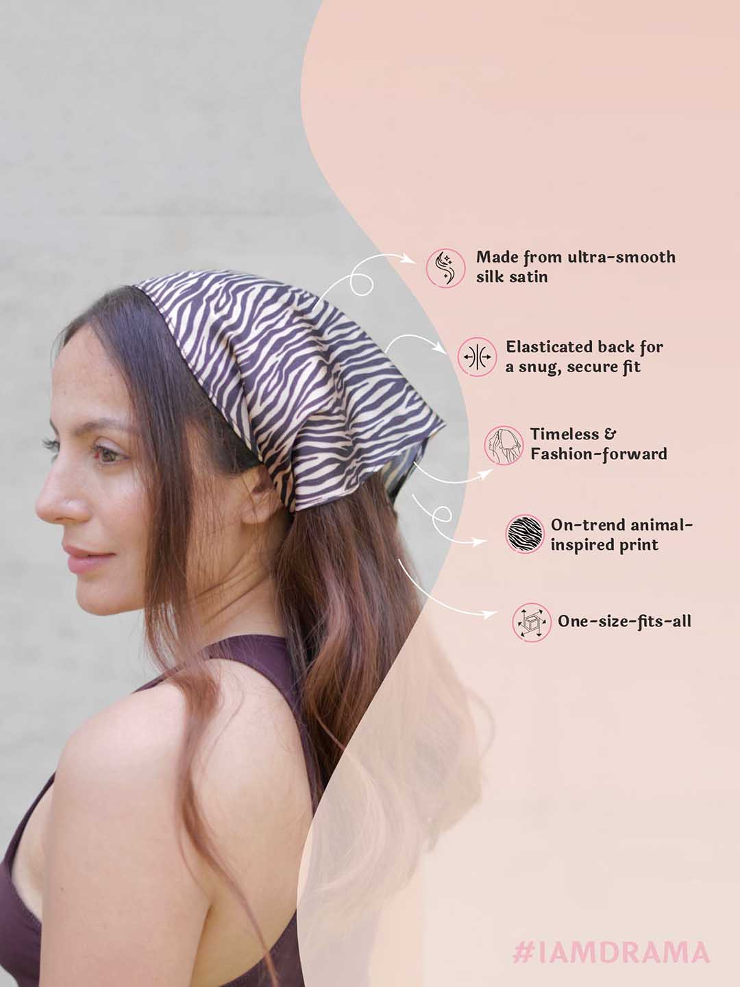 Brown Zebra Patterned Headscarf - Image 5