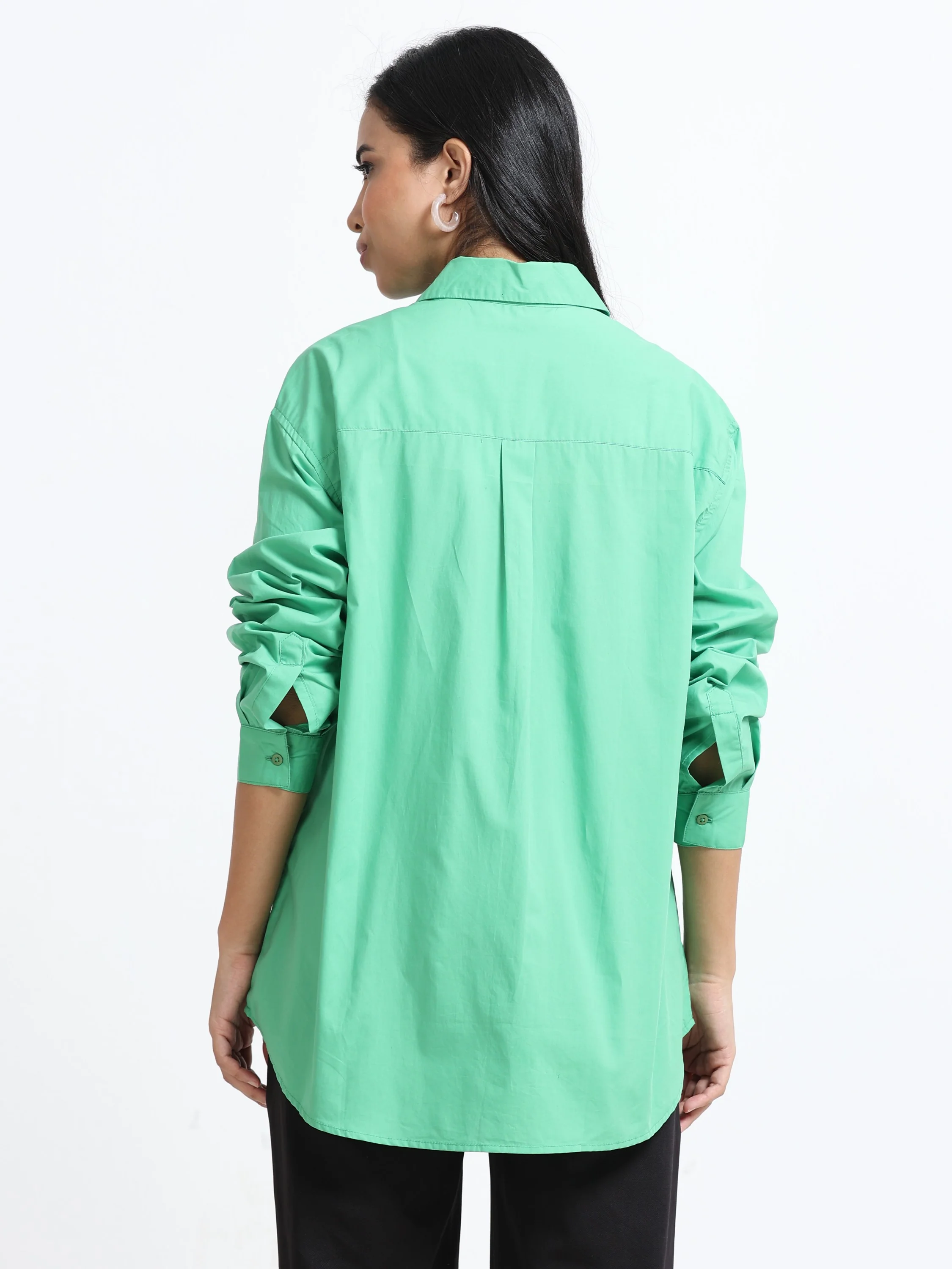 Women Concealed Placket Oversized Shirt - Image 2