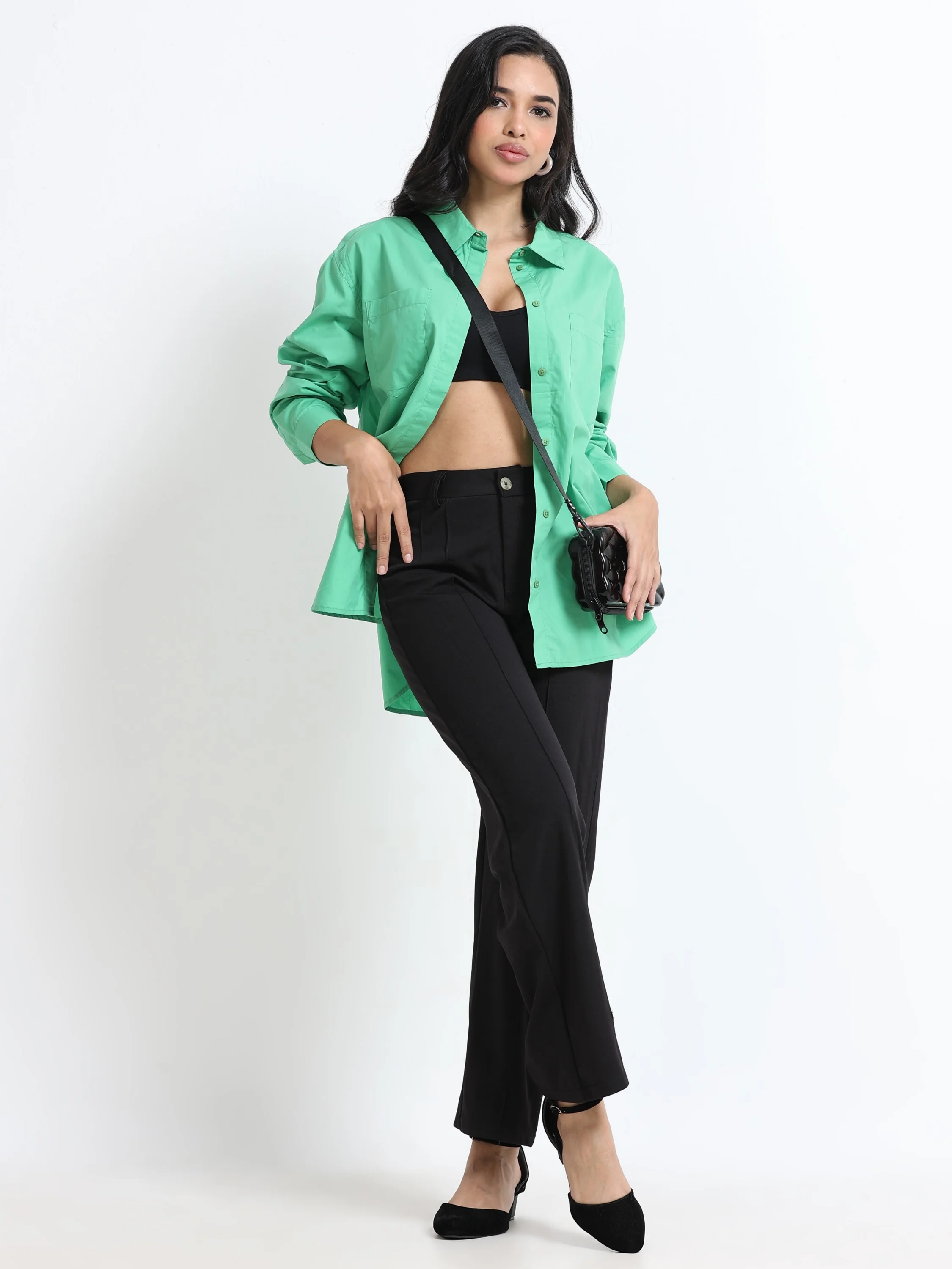 Women Concealed Placket Oversized Shirt - Image 6