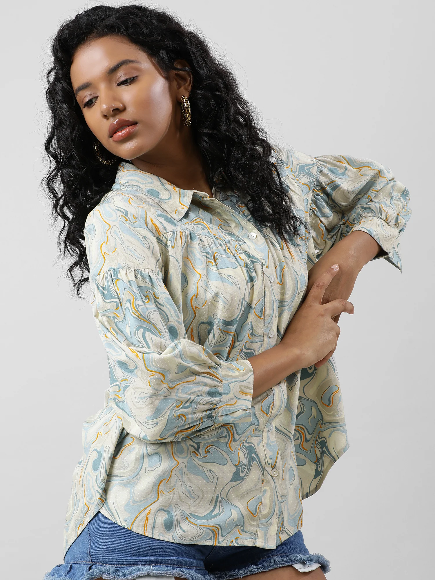 Women Buttoned Up Printed Shirt - Image 11