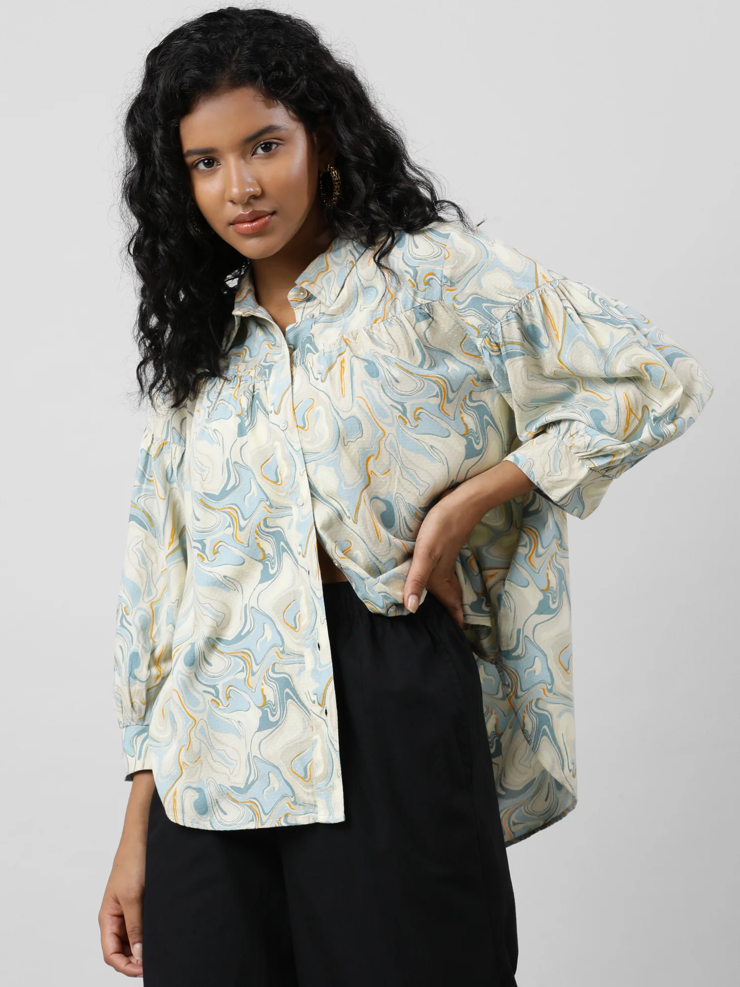 Women Buttoned Up Printed Shirt - Image 14