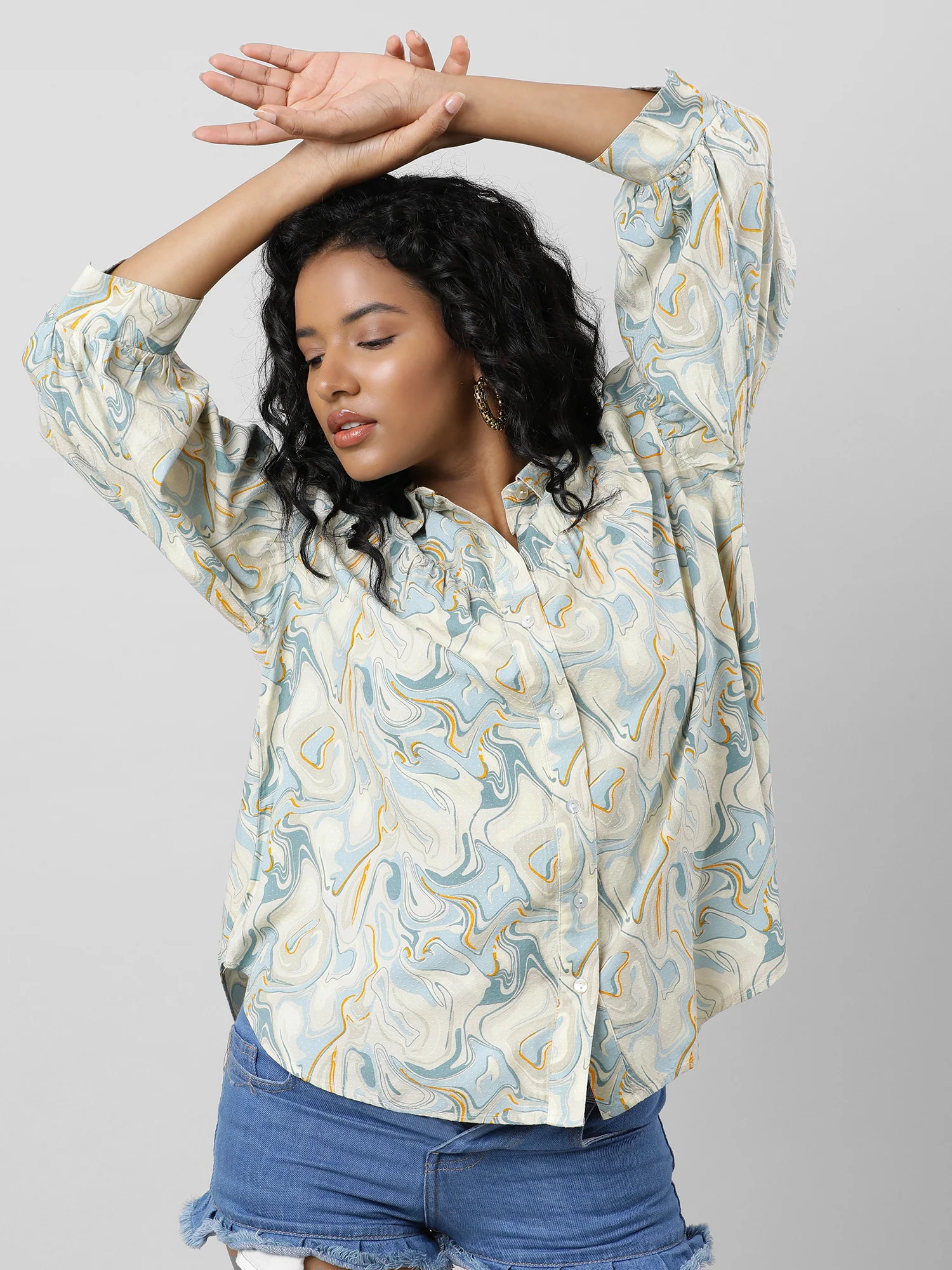 Women Buttoned Up Printed Shirt - Image 3