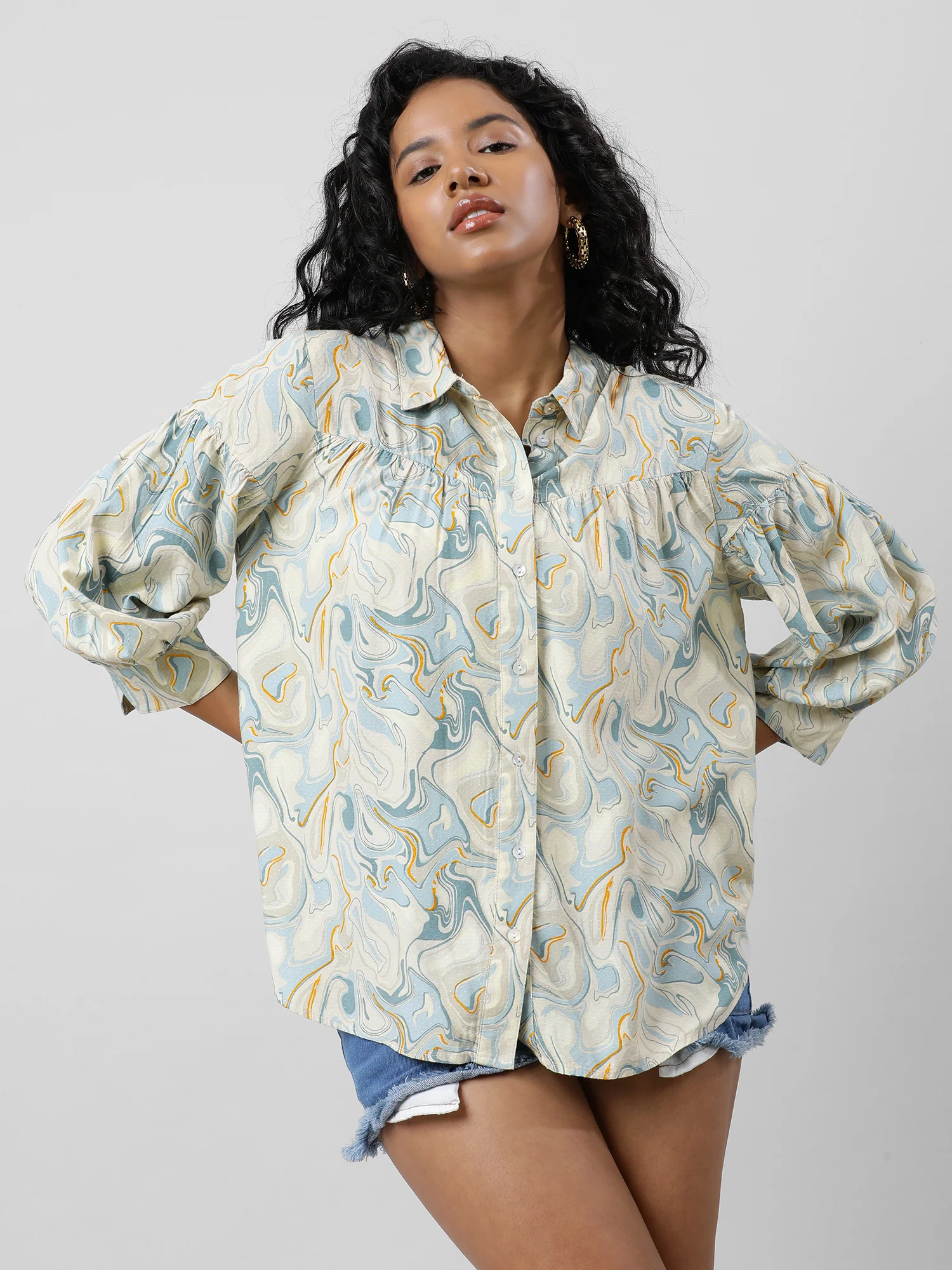 Women Buttoned Up Printed Shirt - Image 4