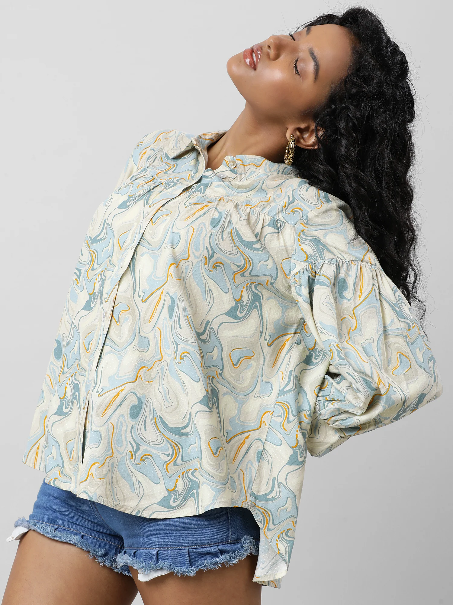 Women Buttoned Up Printed Shirt - Image 5