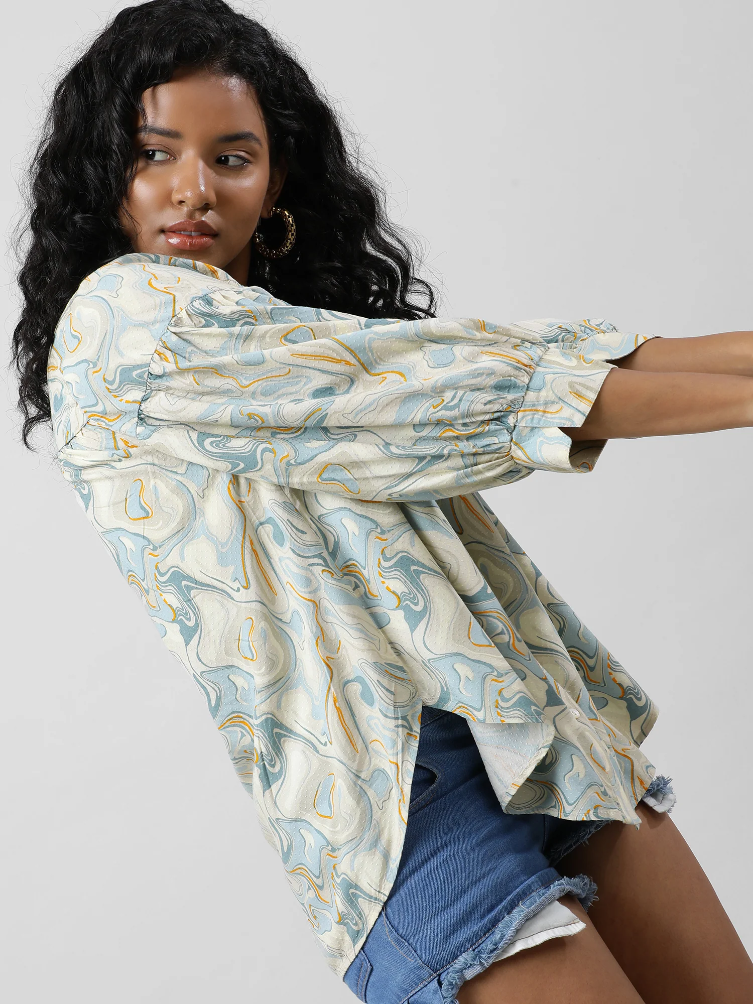 Women Buttoned Up Printed Shirt - Image 6