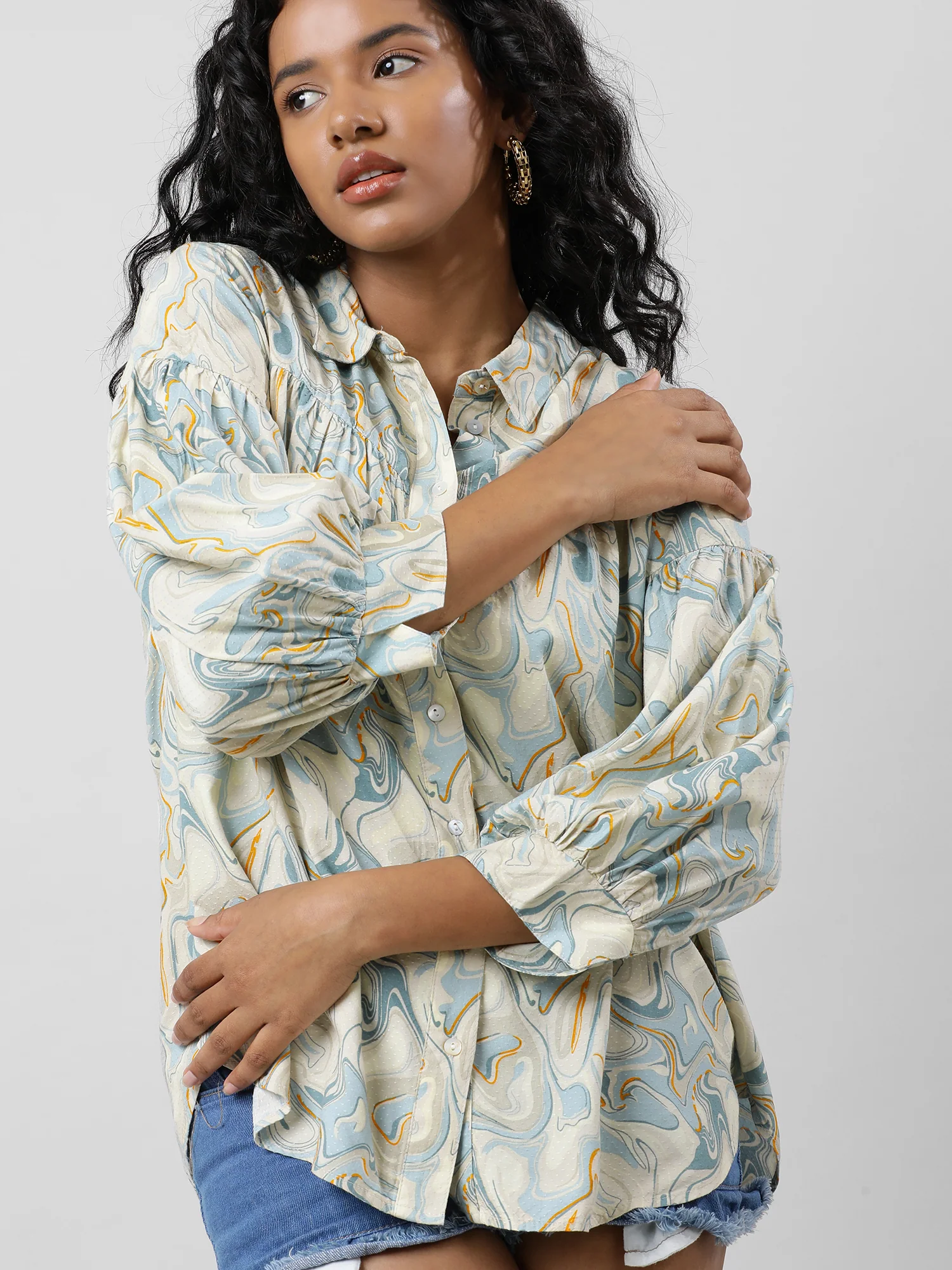 Women Buttoned Up Printed Shirt - Image 7