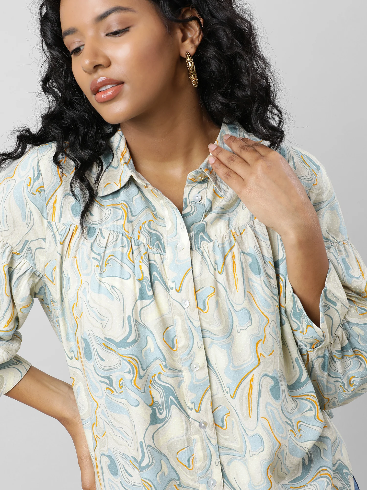 Women Buttoned Up Printed Shirt - Image 9