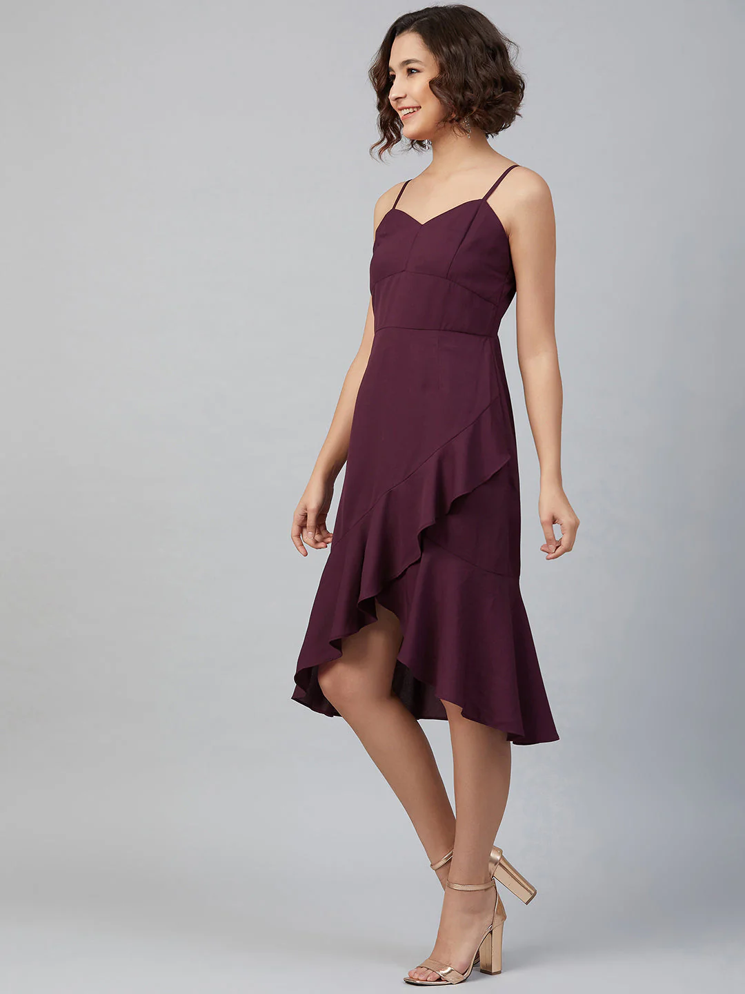 Women Purple Knee Length Solid Dress - Image 2