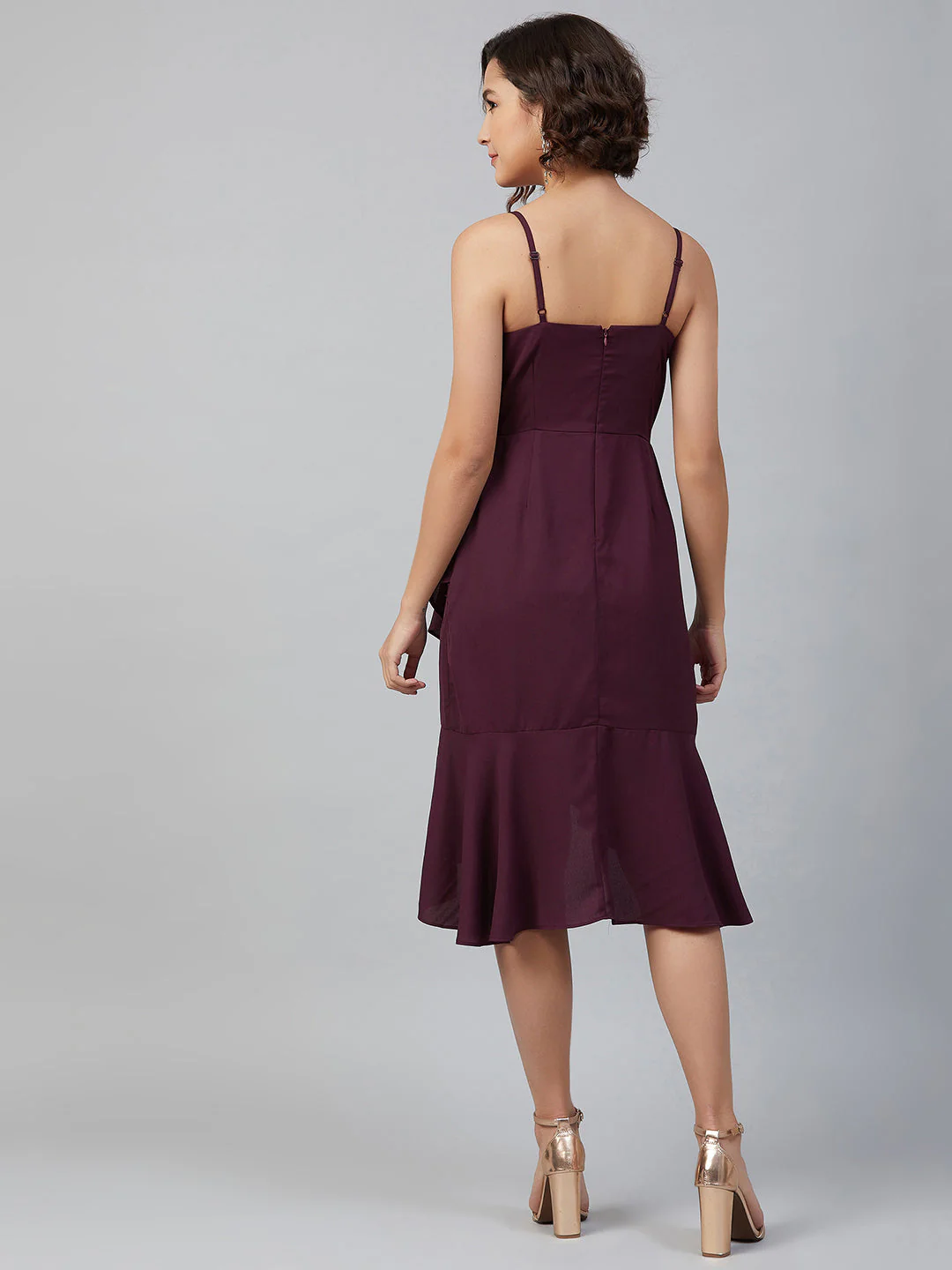 Women Purple Knee Length Solid Dress - Image 4